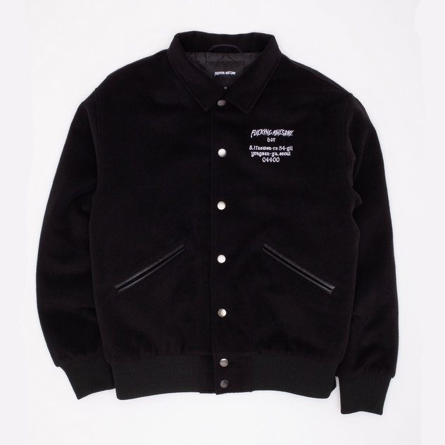 Fucking Awesome Korea Bar Varsity Jacket Black