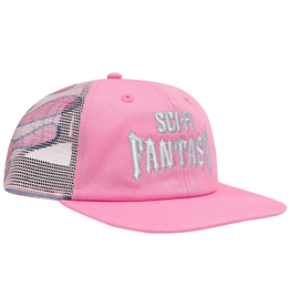 Sci-Fi Fantasy Biker Logo Mesh Trucker Hat Pink