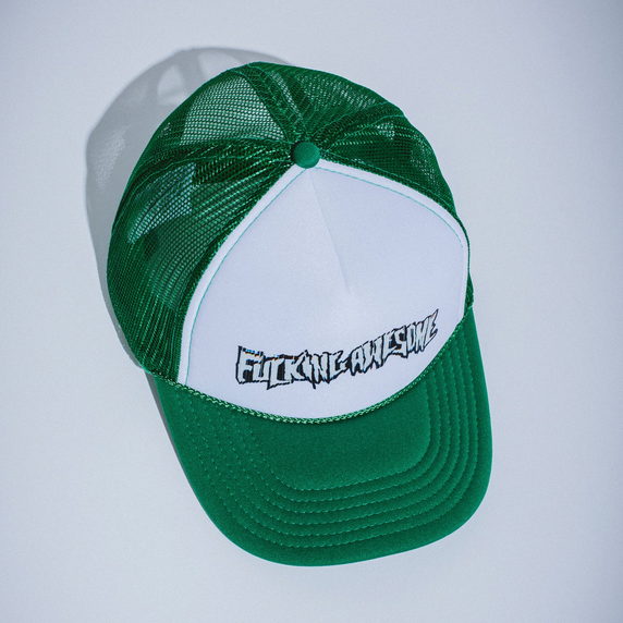 Fucking Awesome Scanner Warp Stamp Trucker Hat Kelly Green/White