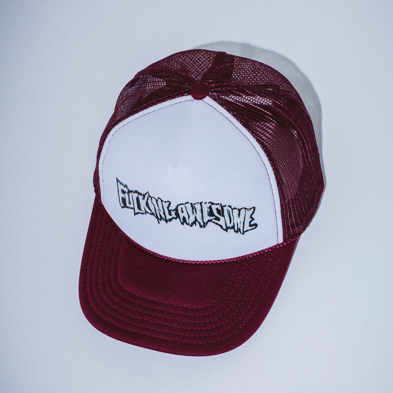 Fucking Awesome Scanner Warp Stamp Trucker Hat Maroon/White