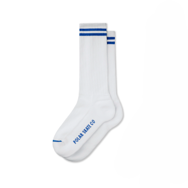 Polar Skate Co. Rib Socks Long 2 Stripes White/Blue 39-42