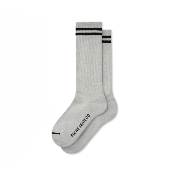 Polar Skate Co. Rib Socks Long 2 Stripes Grey/Black 43-46