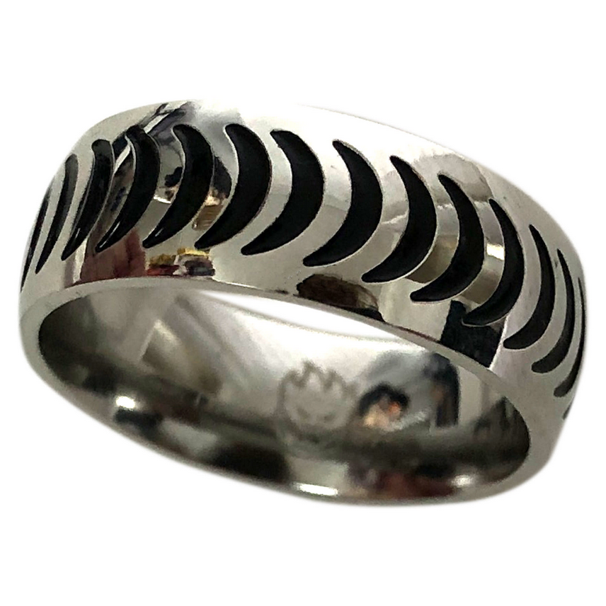 Spitfire Wheels Crescent Silver Ring Sz9