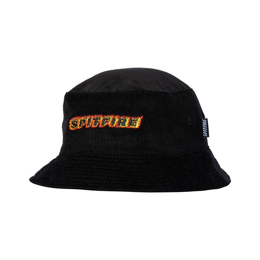 Spitfire Wheels Flames Script Bucket Hat Black