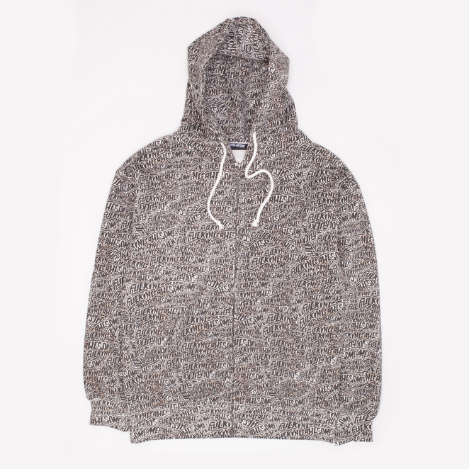 Fucking Awesome Burnt Sticker Stamp Zipped Hoodie White