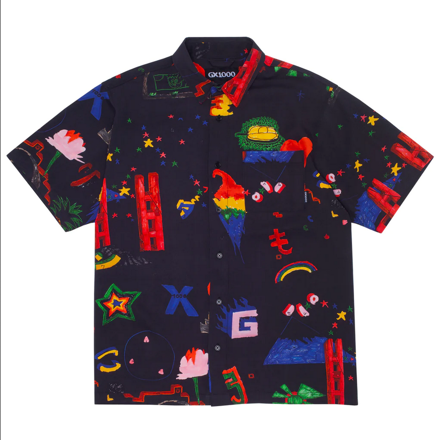 GX1000 Panda Sex Rayon Button Down Black