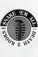 APB Skateshop APB Snake Em All B&W Circle Sticker