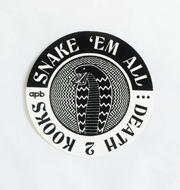 APB Skateshop APB Snake Em All B&W Circle Sticker