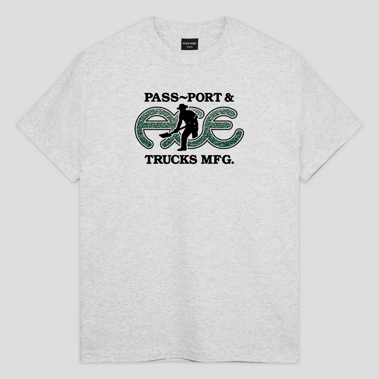 Ace Skateboard Truck MFG. Ace x Passport Hammertone Tee Ash