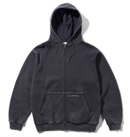 Butter Brand Waffle Zip-Thru Hood Black Over Dye