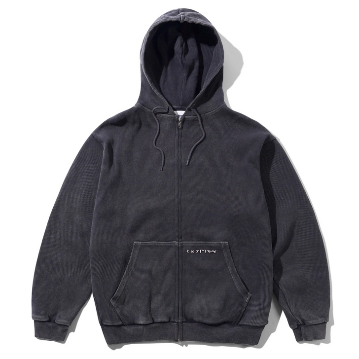 Butter Brand Waffle Zip-Thru Hood Black Over Dye