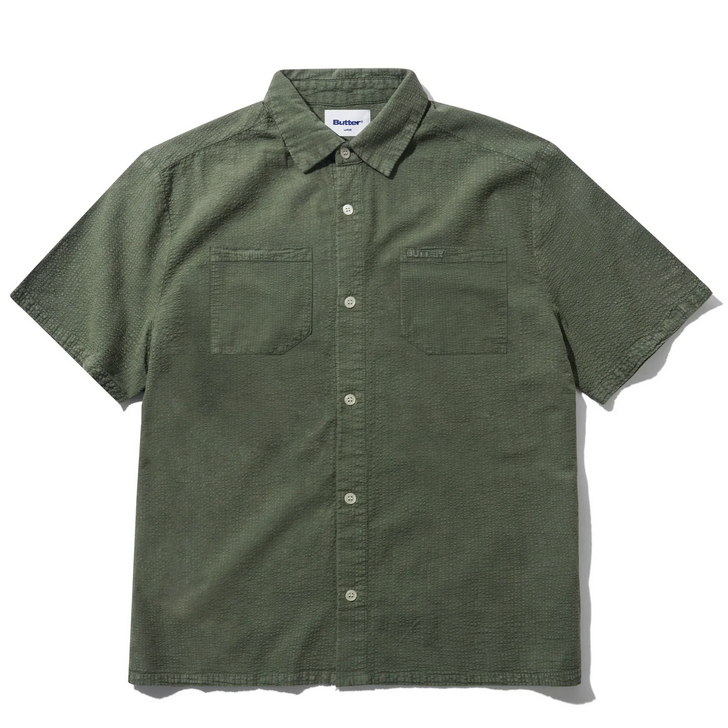 Butter Brand Overdye Seersucker S/S Shirt Army