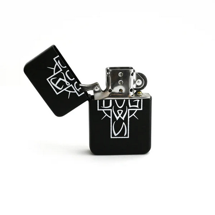 Dogtown Ese Cross Flip Top Metal Lighter Black/White