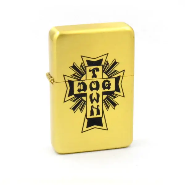 Dogtown Cross Logo Flip Top Metal Lighter Gold/Black
