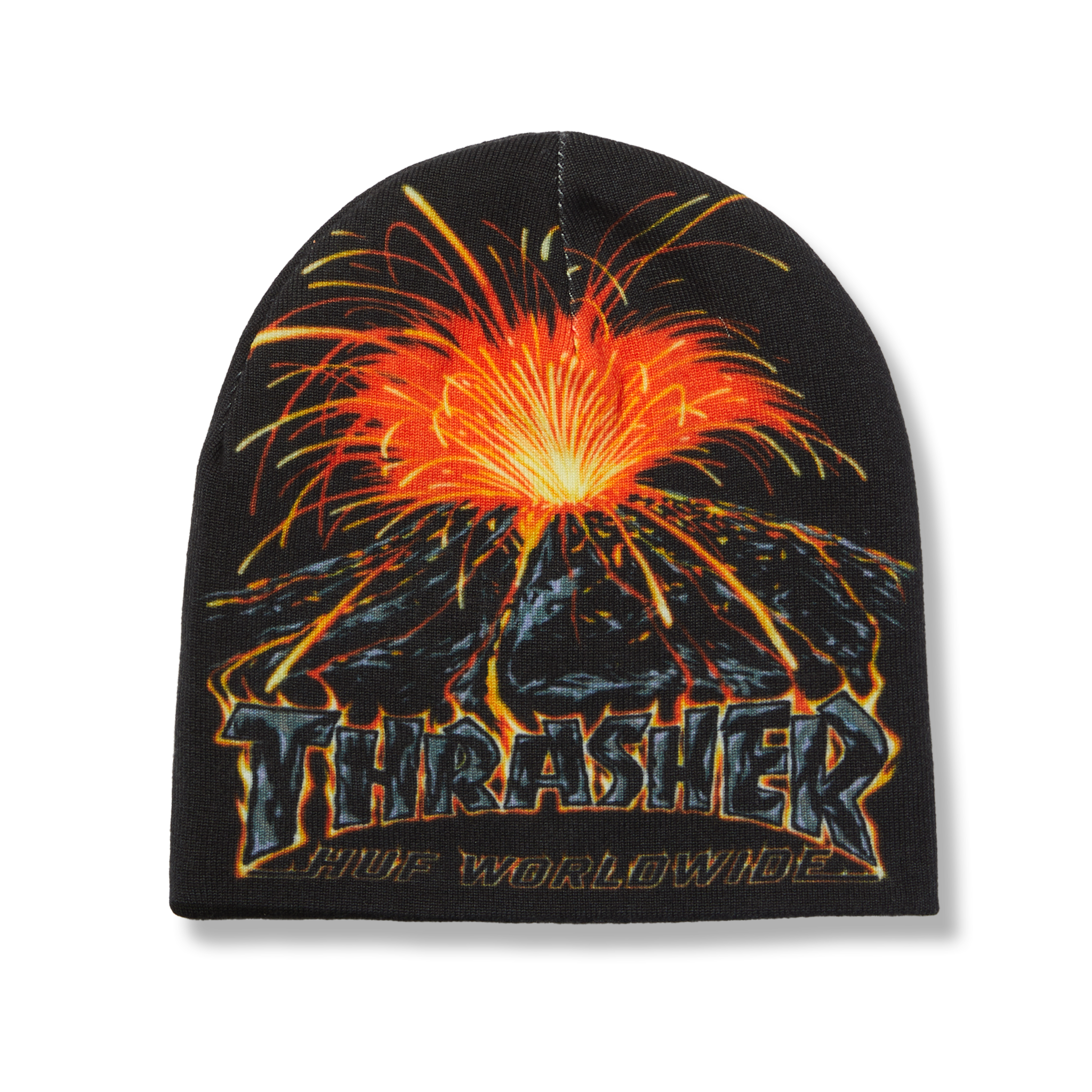 HUF HUF x Thrasher Meltdown Reversible Beanie Black