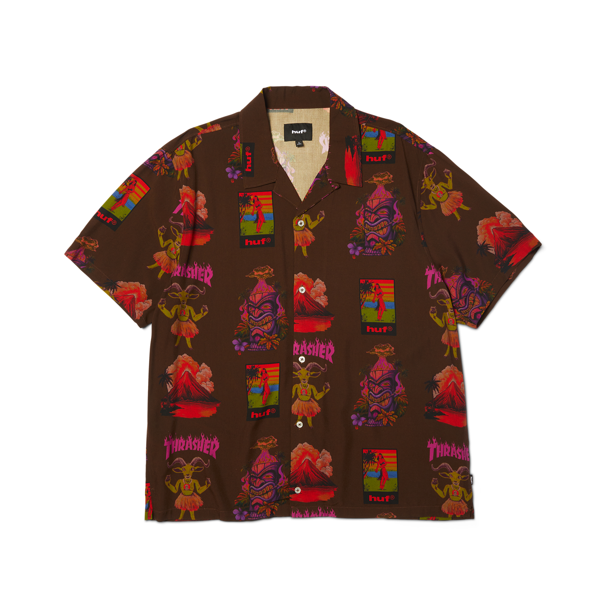 HUF HUF x Thrasher Hawaiian Shirt Brown