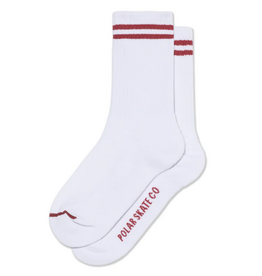 Polar Skate Co. Rib Socks 2 Stripes White/Cherry 43-46