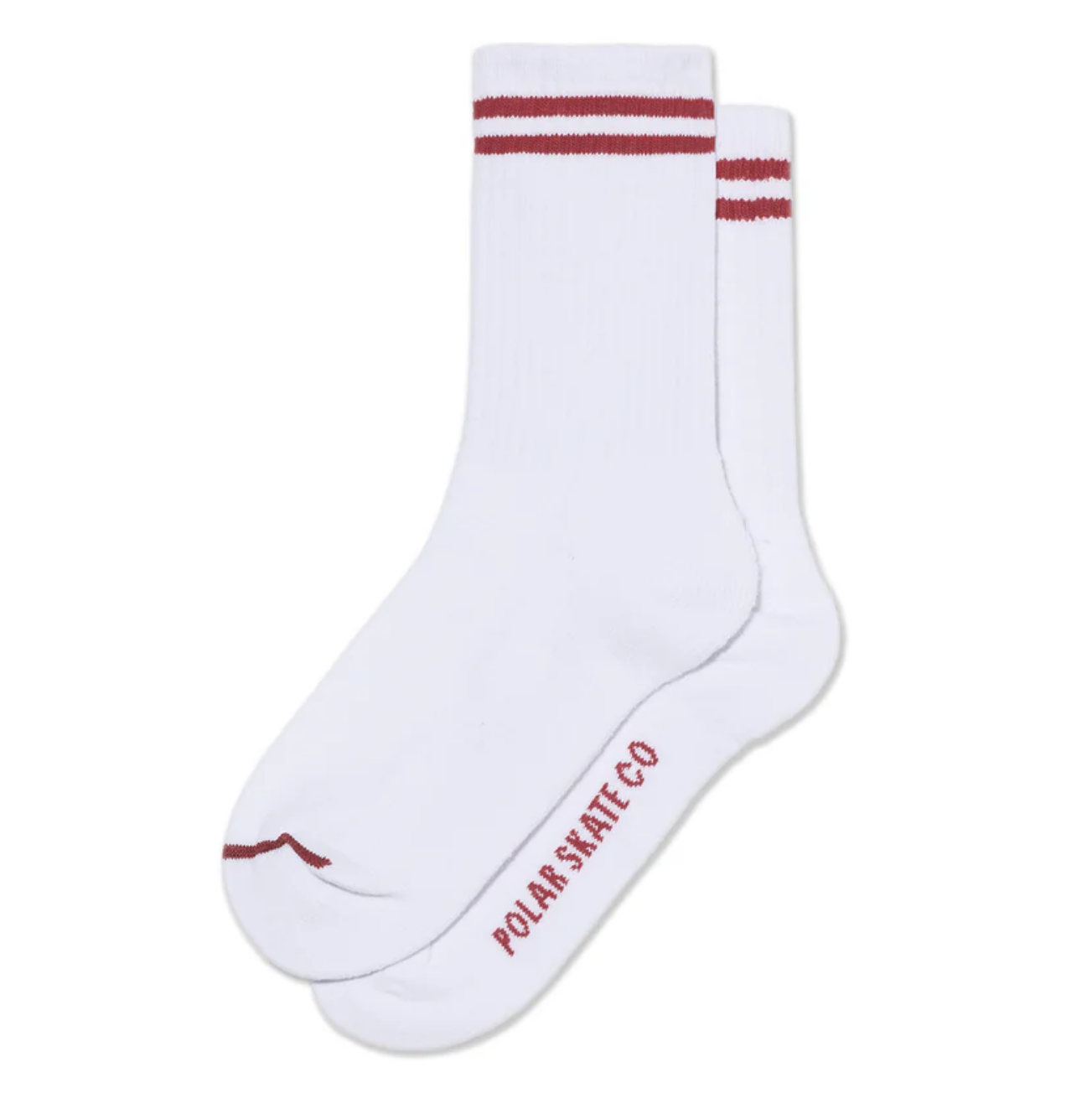 Polar Skate Co. Rib Socks 2 Stripes White/Cherry 43-46