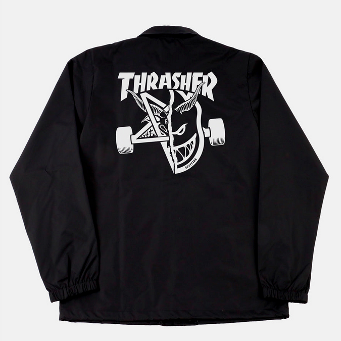Thrasher Mag. Thrasher x Spitfire Trash & Burn Coach Jacket Black