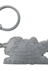 Frog Skateboards Dino Logo Keychain Silver