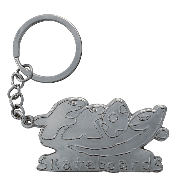 Frog Skateboards Dino Logo Keychain Silver