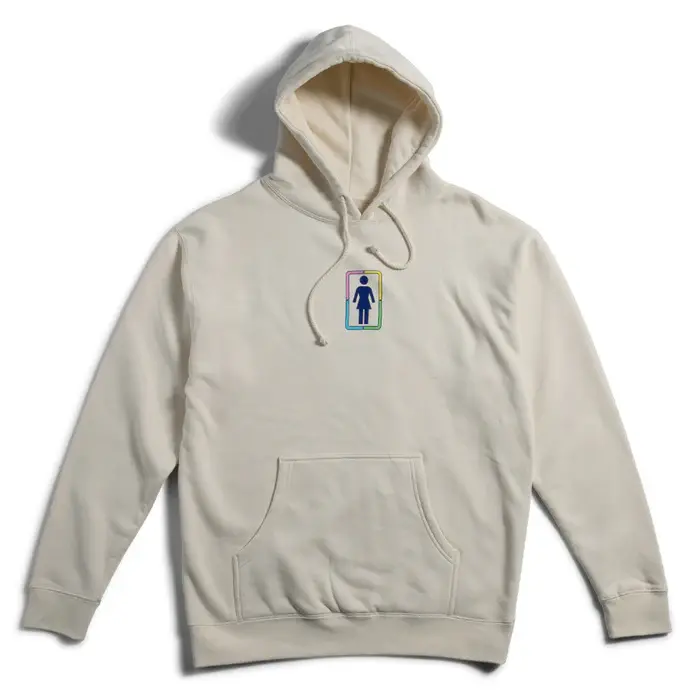 Girl Rainbow Stacked Hoodie Cream