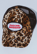 Fucking Awesome Fuzzy Leopard Trucker Hat Orange/White/Black