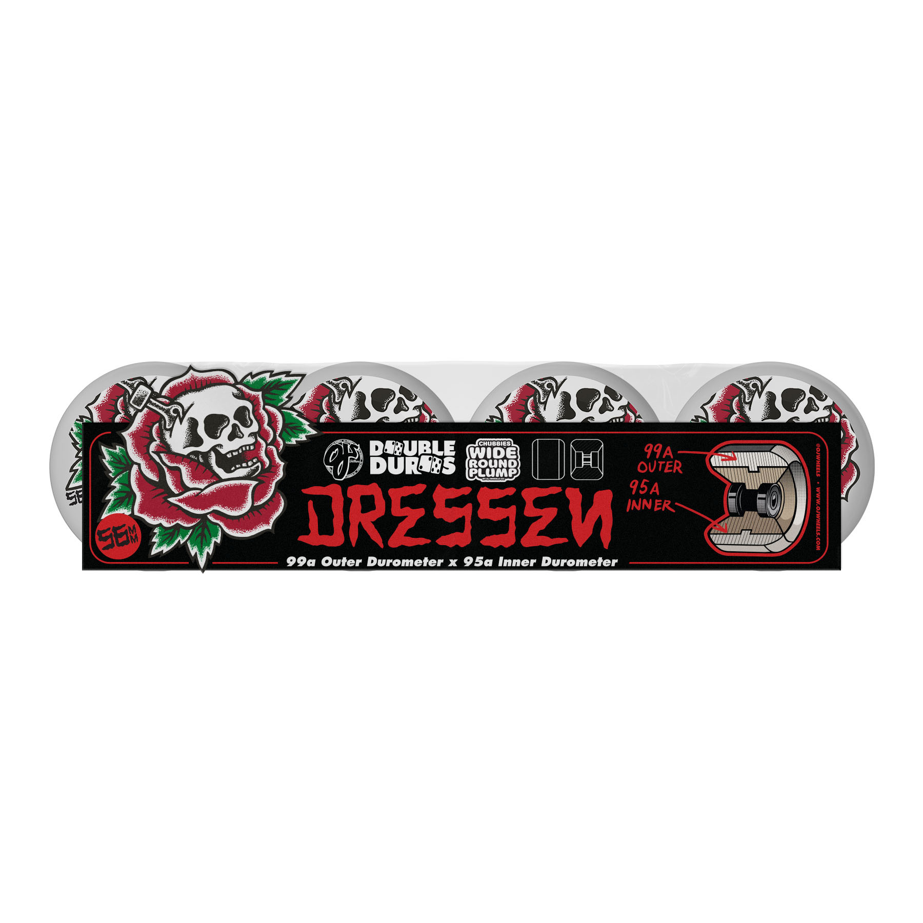 OJ Wheels Dressen Rose Skull Double Duro Chubbies 99a/95a 56mm
