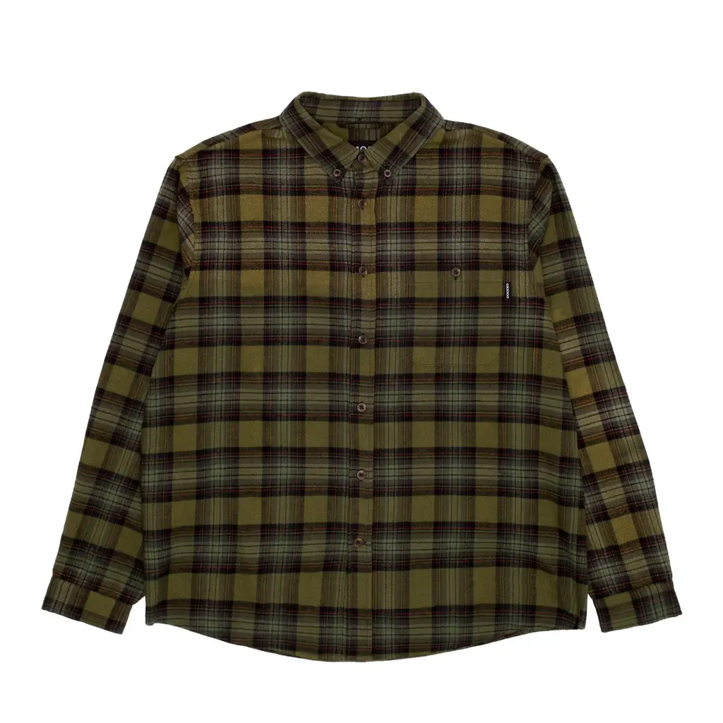 GX1000 Long Sleeve Button Down Flannel Green Plaid