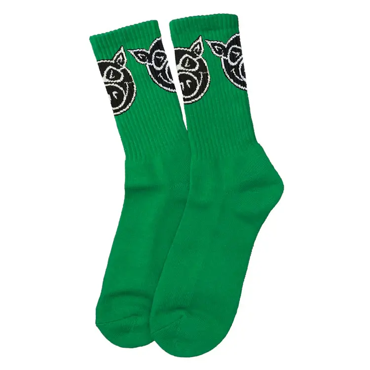 Pig Wheels Pig Head Socks Kelly