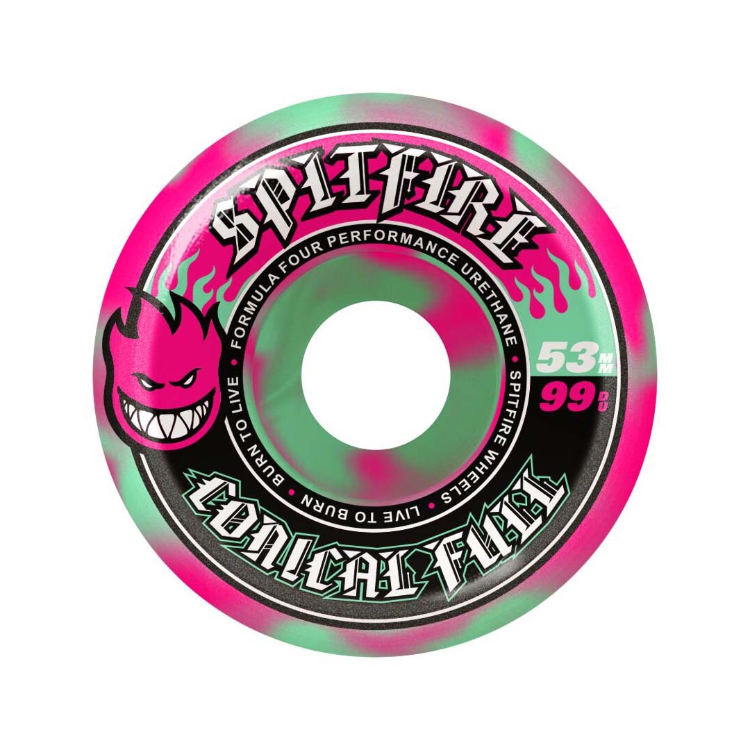 Spitfire Wheels Spitfire F4 99d Team Color Pack Conical Full Teal/Pink Swirl 53mm