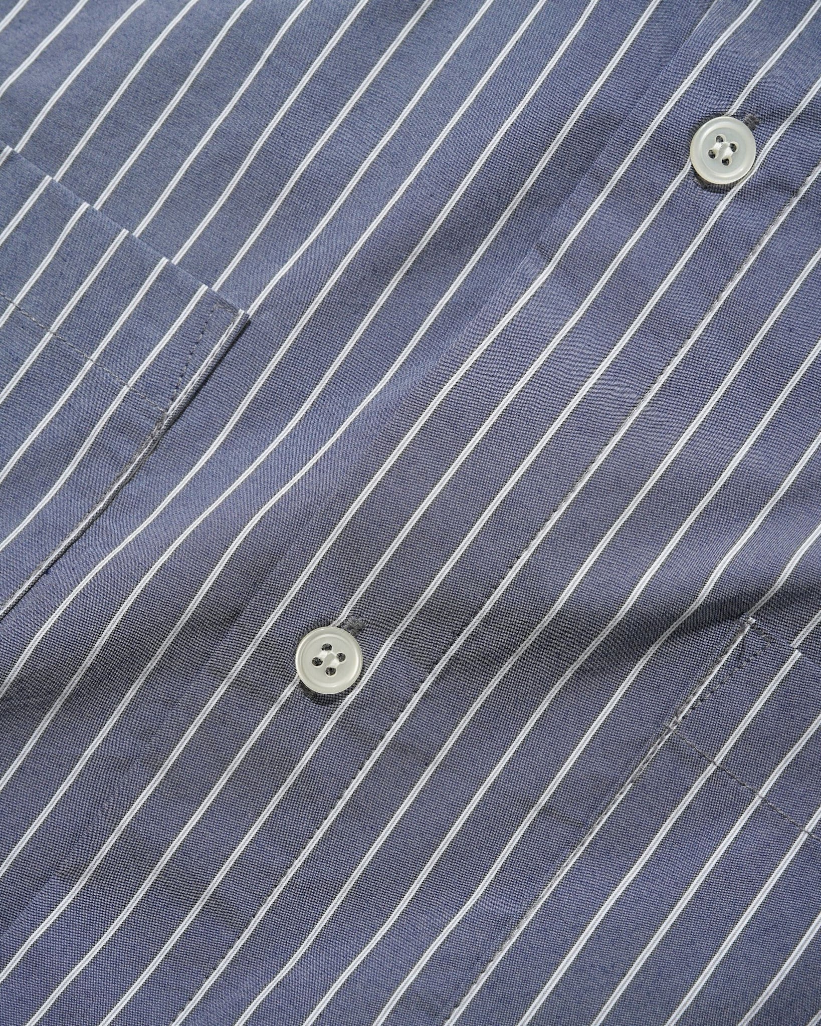 Butter Brand Vertical Stripe S/S Shirt Stone Blue
