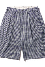 Butter Brand Pleated Shorts Navy Plaid