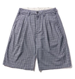 Butter Brand Pleated Shorts Navy Plaid