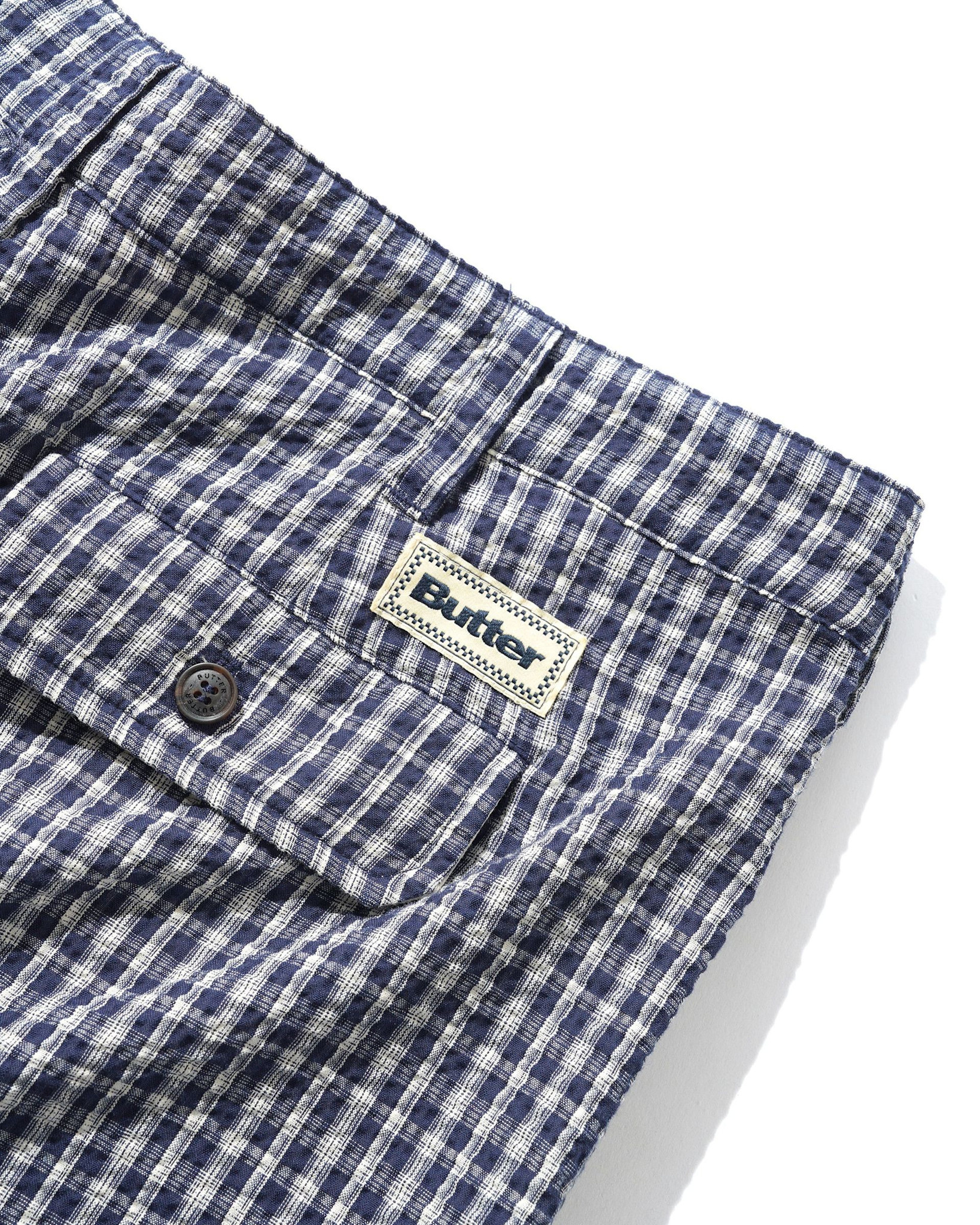 Butter Brand Pleated Shorts Navy Plaid