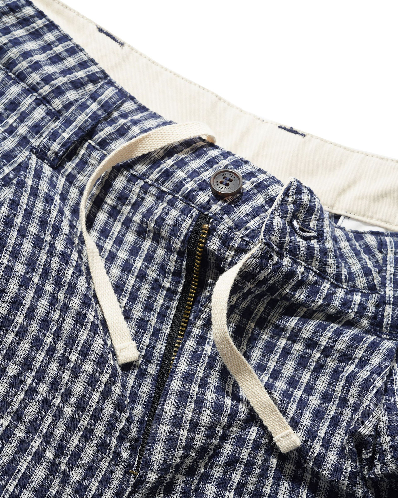 Butter Brand Pleated Shorts Navy Plaid