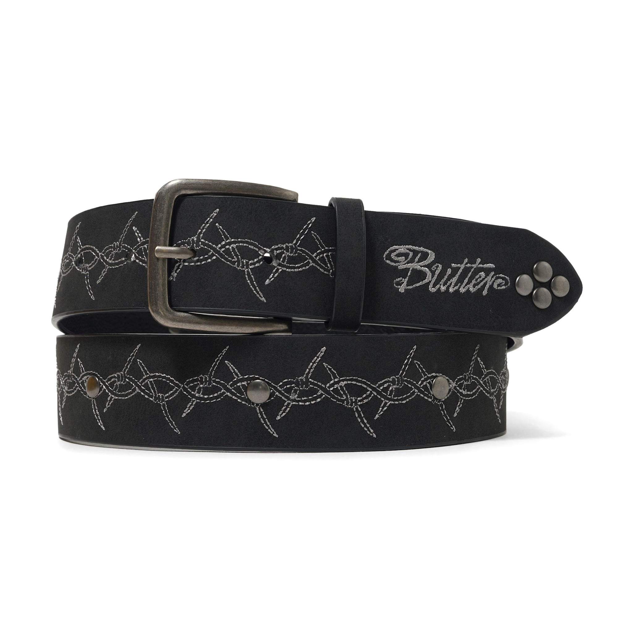 Butter Brand Barbed Wire Studed Belt Black