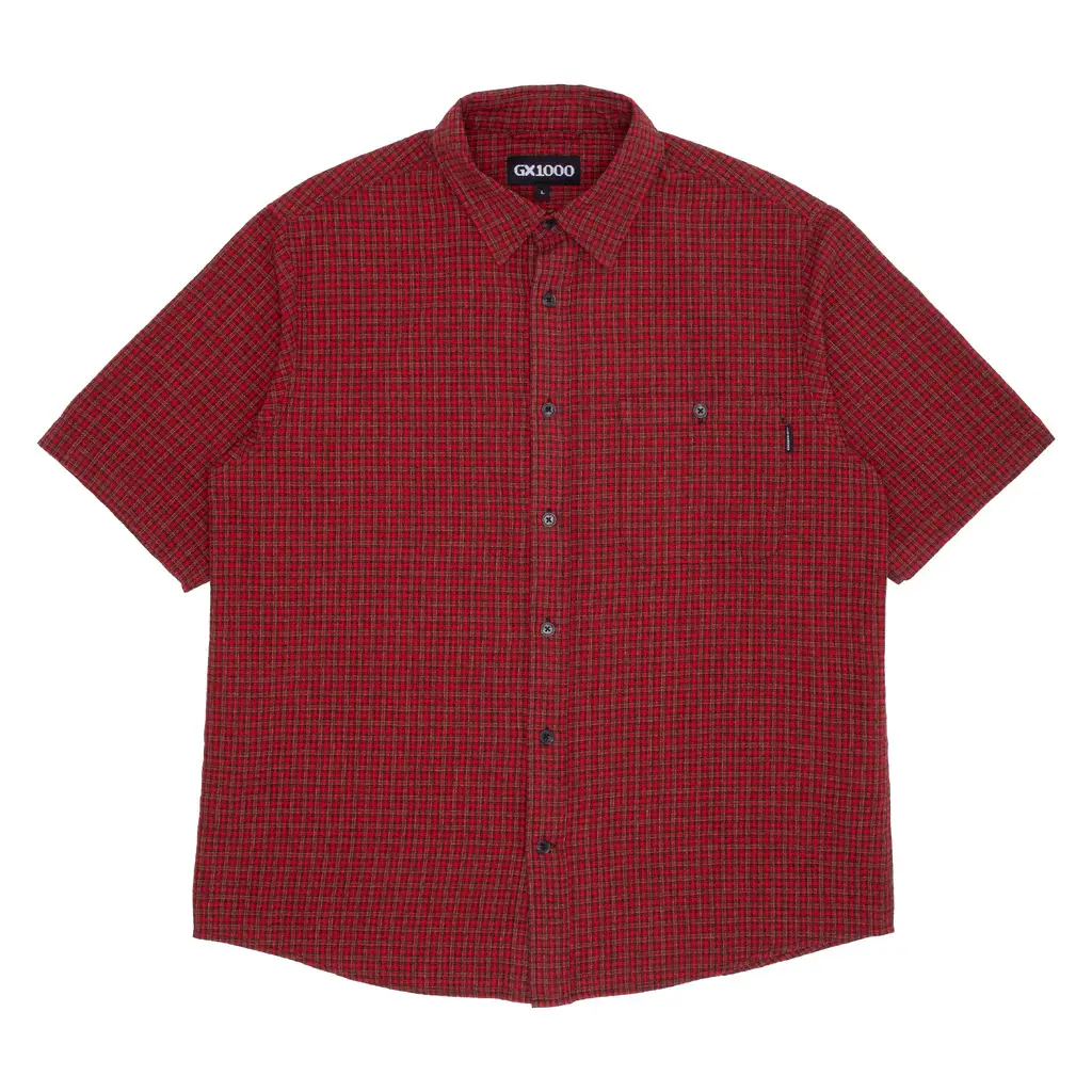 GX1000 Short Sleeve Button Down Red Plaid