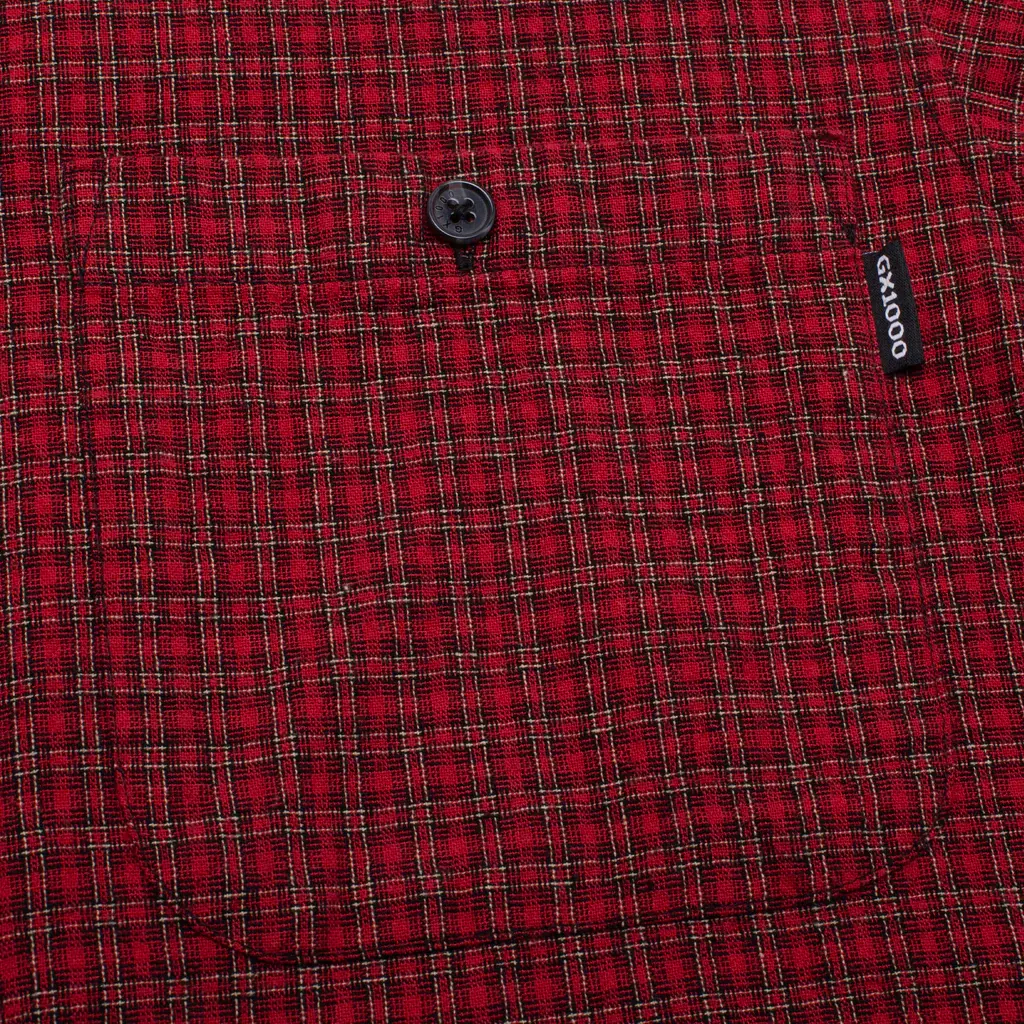 GX1000 Short Sleeve Button Down Red Plaid