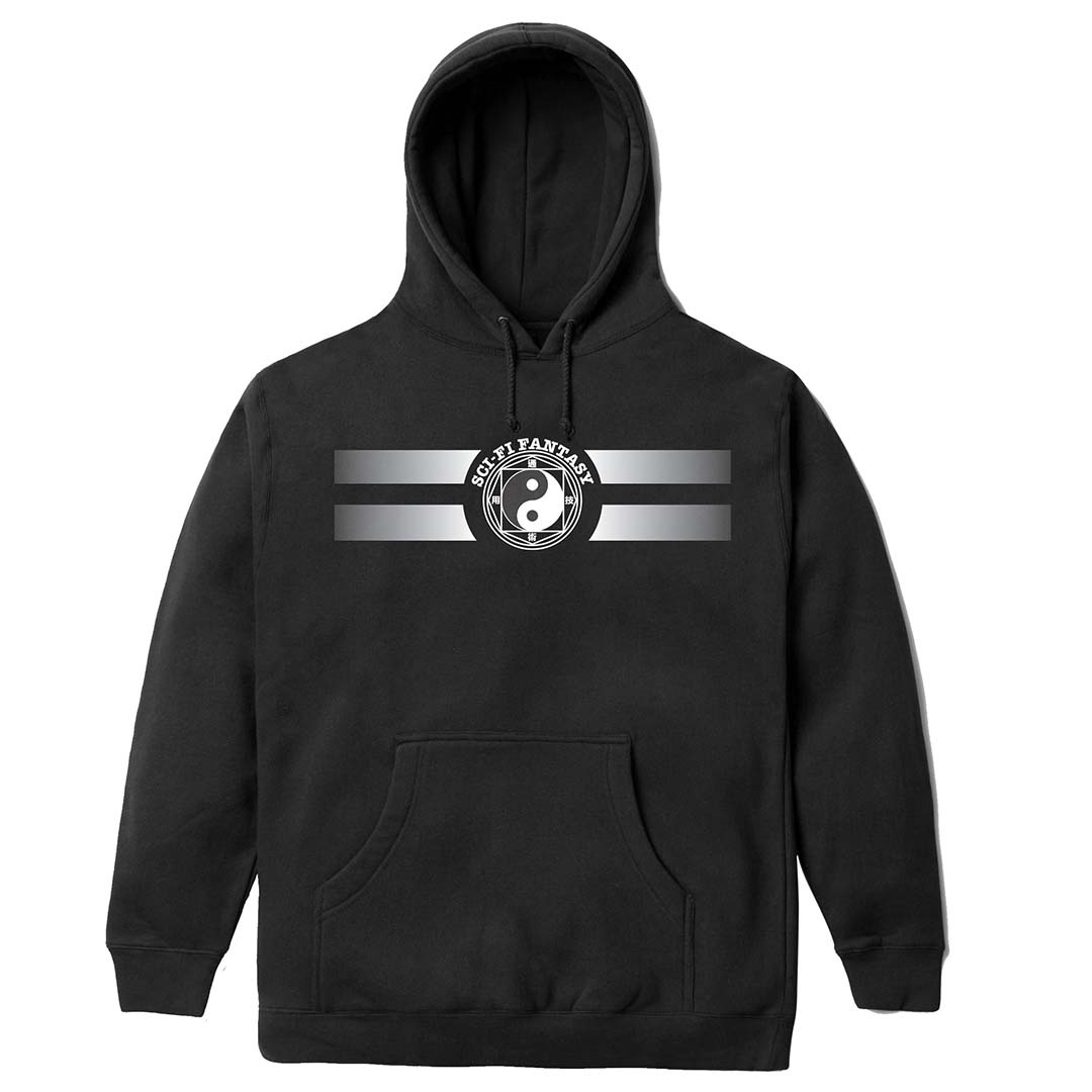 Sci-Fi Fantasy Yin Yang Hooded Fleece Black