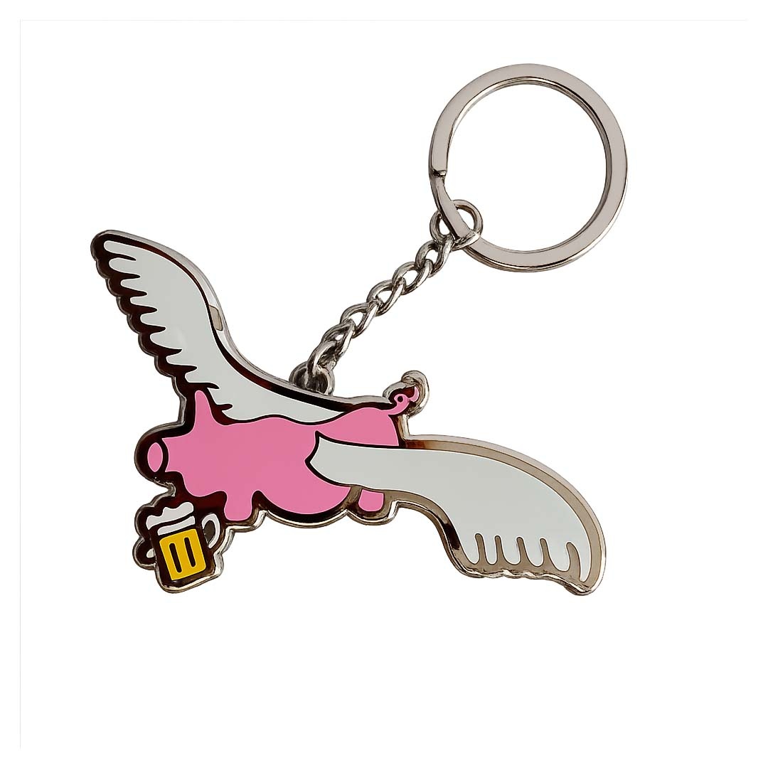 Frog Skateboards Flying Pig Keychain Pink