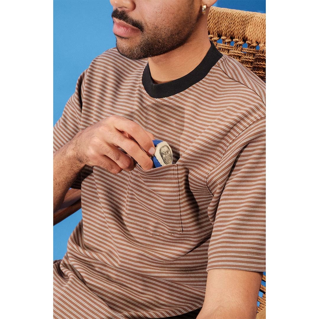 Quasi Skateboards ISO Striped Pocket Tee Brown