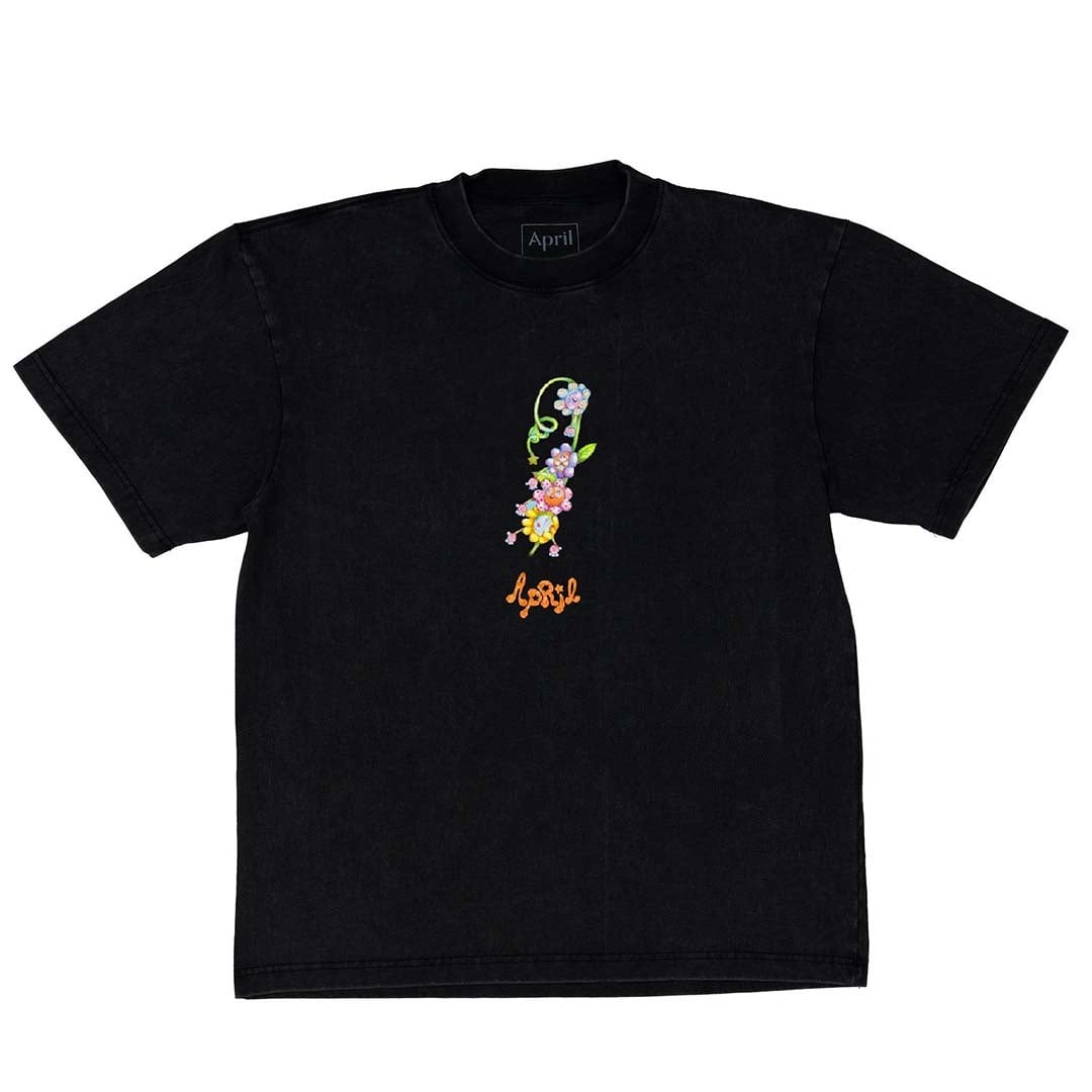 April Skateboards Flower by Ema Gaspar Tee Vintage Black