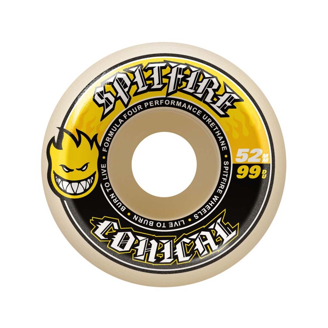 Spitfire Wheels Spitfire F4 99d Conical Yellow Print 52mm