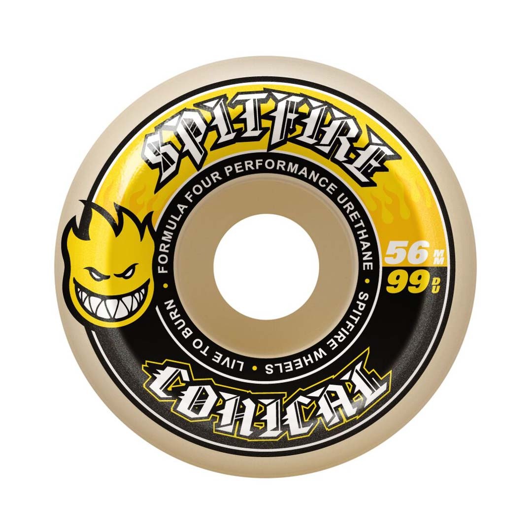 Spitfire Wheels Spitfire F4 99d Conical Yellow Print 56mm