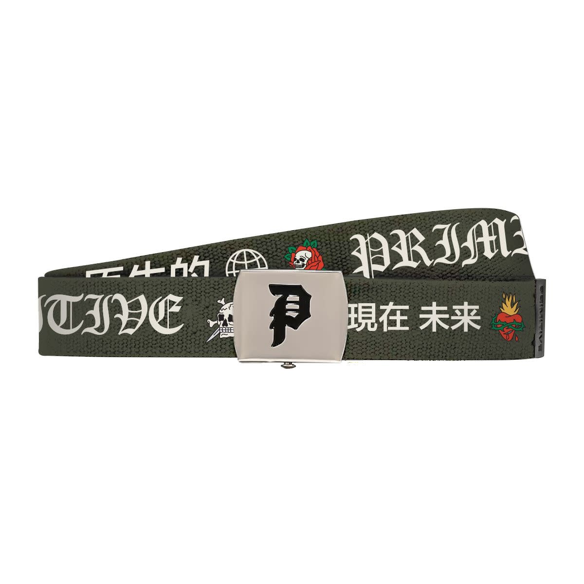 Primitive Outsider Web Belt Olive