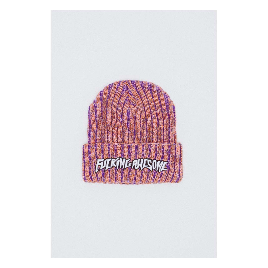 Fucking Awesome Reflective Stripe Beanie Orange