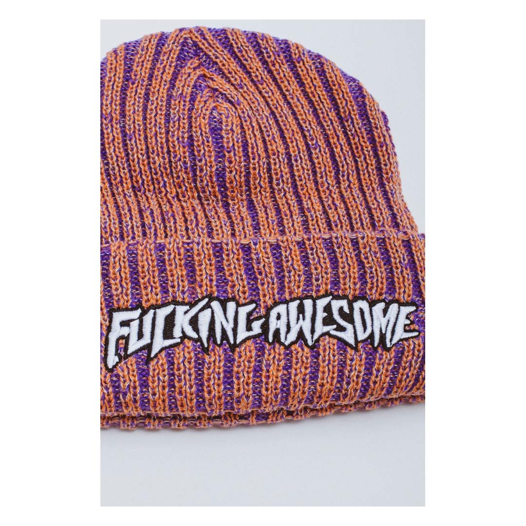 Fucking Awesome Reflective Stripe Beanie Orange