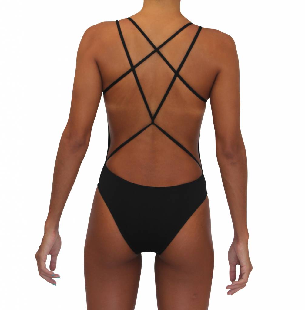 Women's Skimpy Bottom One Piece Black Solid - Pualani Hawaii