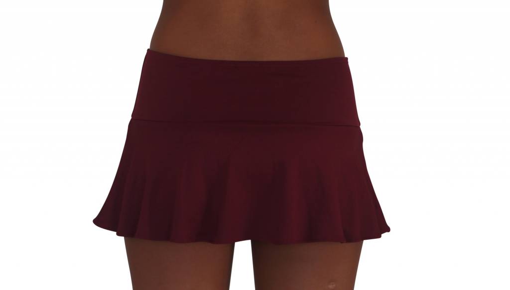 Women's Skirt With Attached Bottom Maroon Solid - Pualani Hawaii